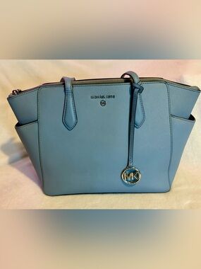 MICHAEL KORS Marilyn Chambray Blue Saffiano Leather Tote